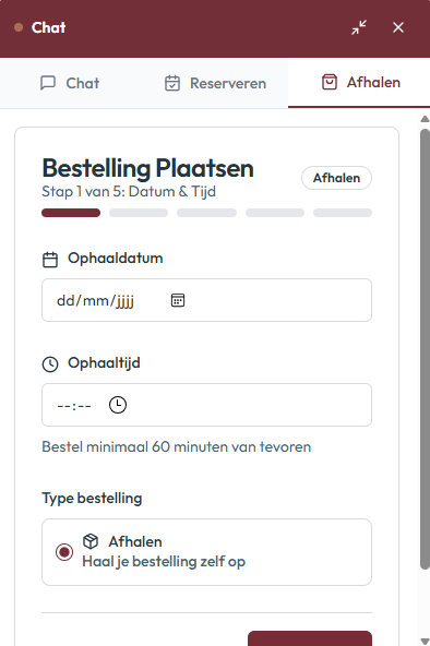 Bestelling plaatsen via chat